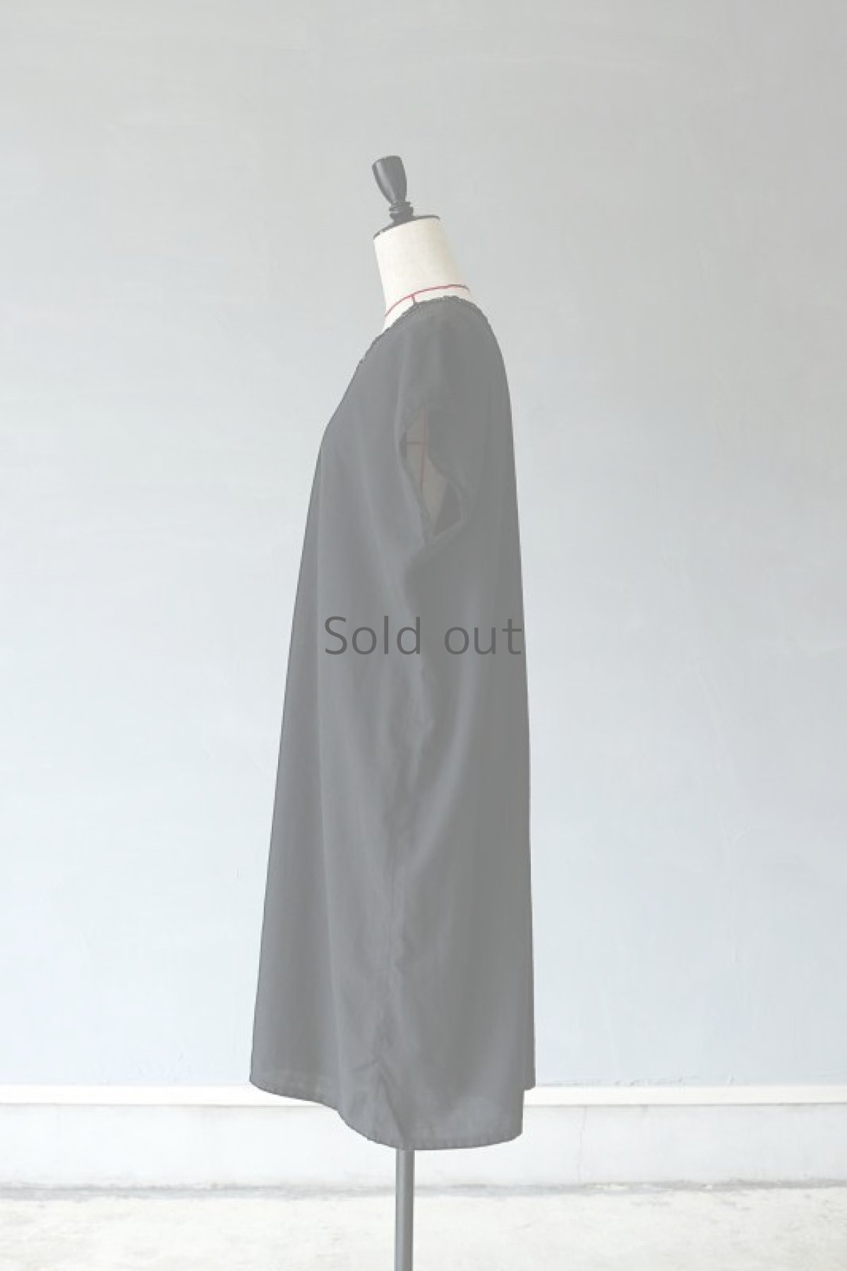 画像7: 【フランス】アンティークコットン×染　Vネックレース　ノースリーブワンピース（ブラック） (7)