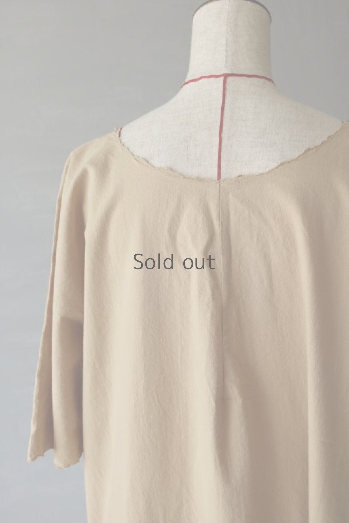 画像10: 【フランス】アンティークコットン×染　ショートスリーブ　ロングワンピース（ベージュ） (10)