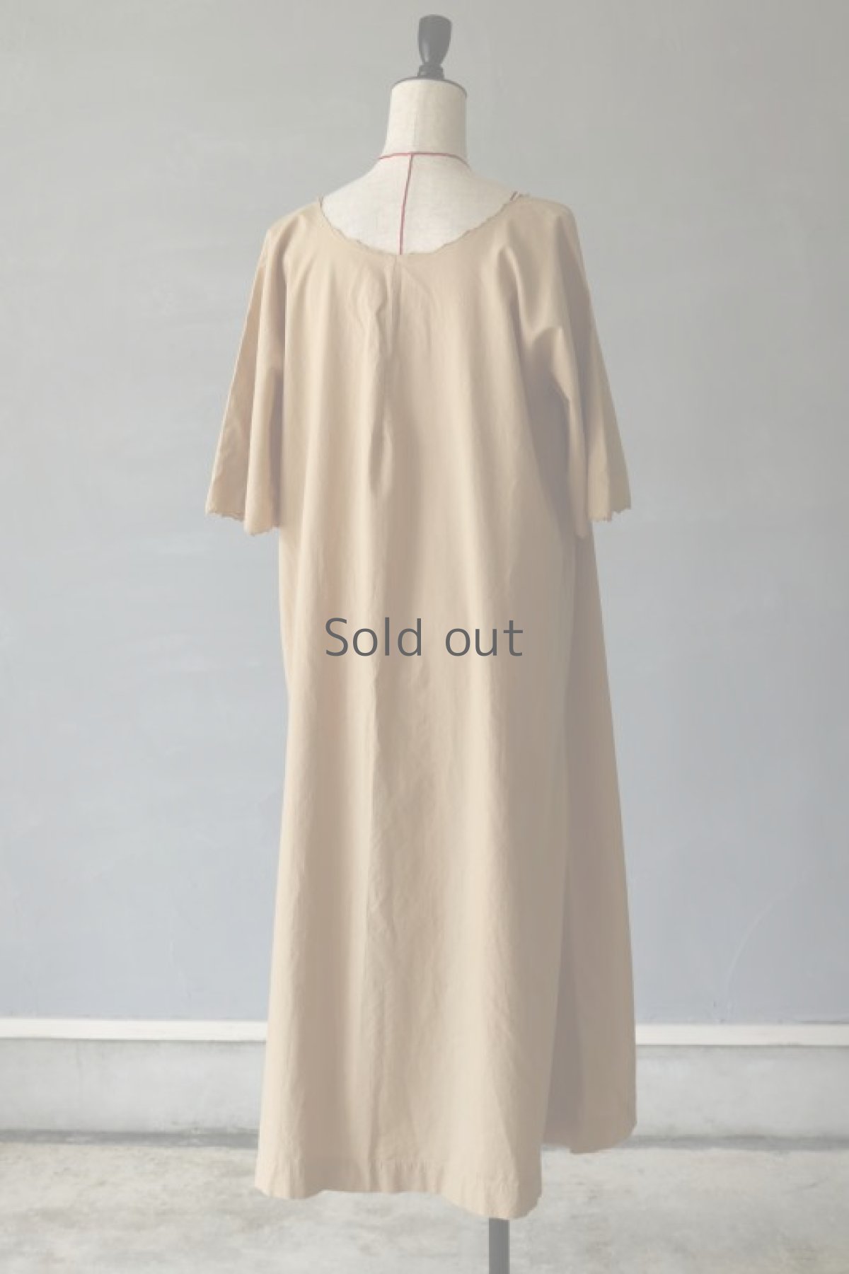 画像9: 【フランス】アンティークコットン×染　ショートスリーブ　ロングワンピース（ベージュ） (9)