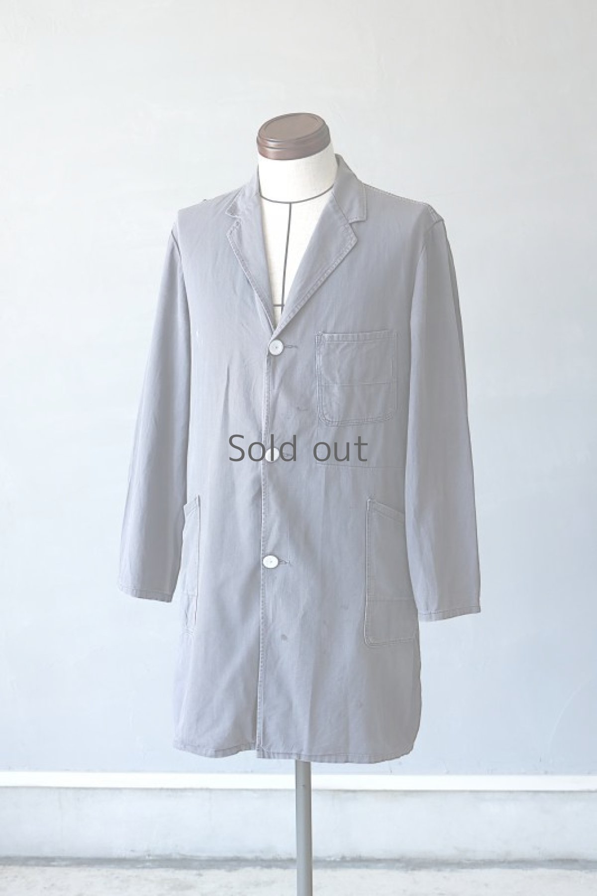 画像2: 【ドイツ】1960年代　グレーコットン　ワークコート(チェンジボタン) (2)