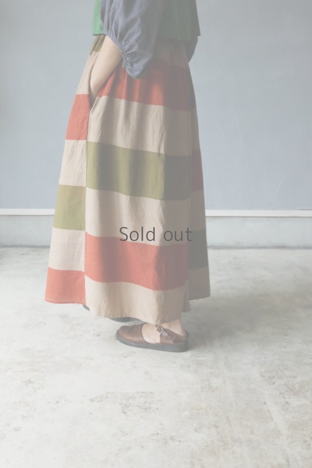 画像3: 【ササキチホ】古布 ロングギャザースカート (3)