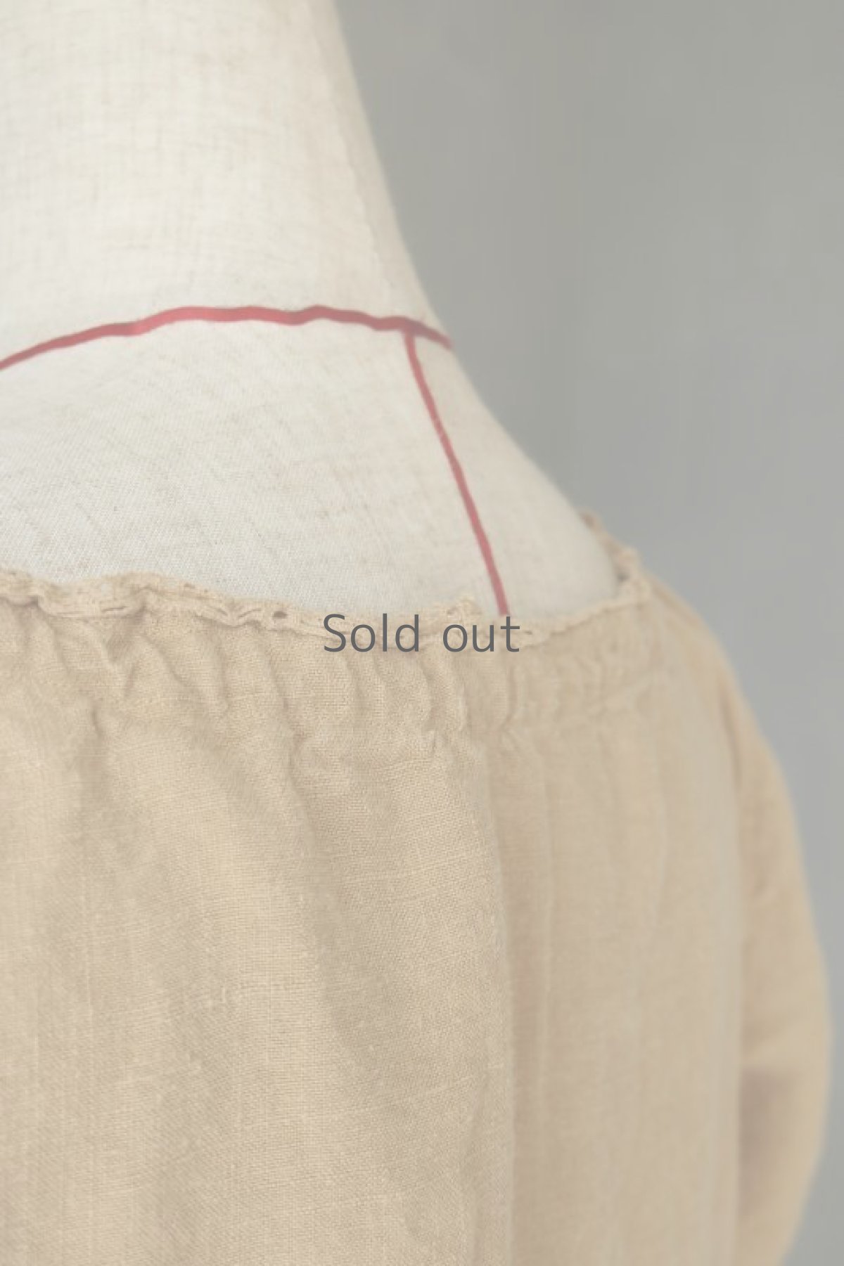 画像10: 【フランス】アンティークリネン×染　ショートスリーブ　ワンピース（ベージュ/イニシャルMO） (10)