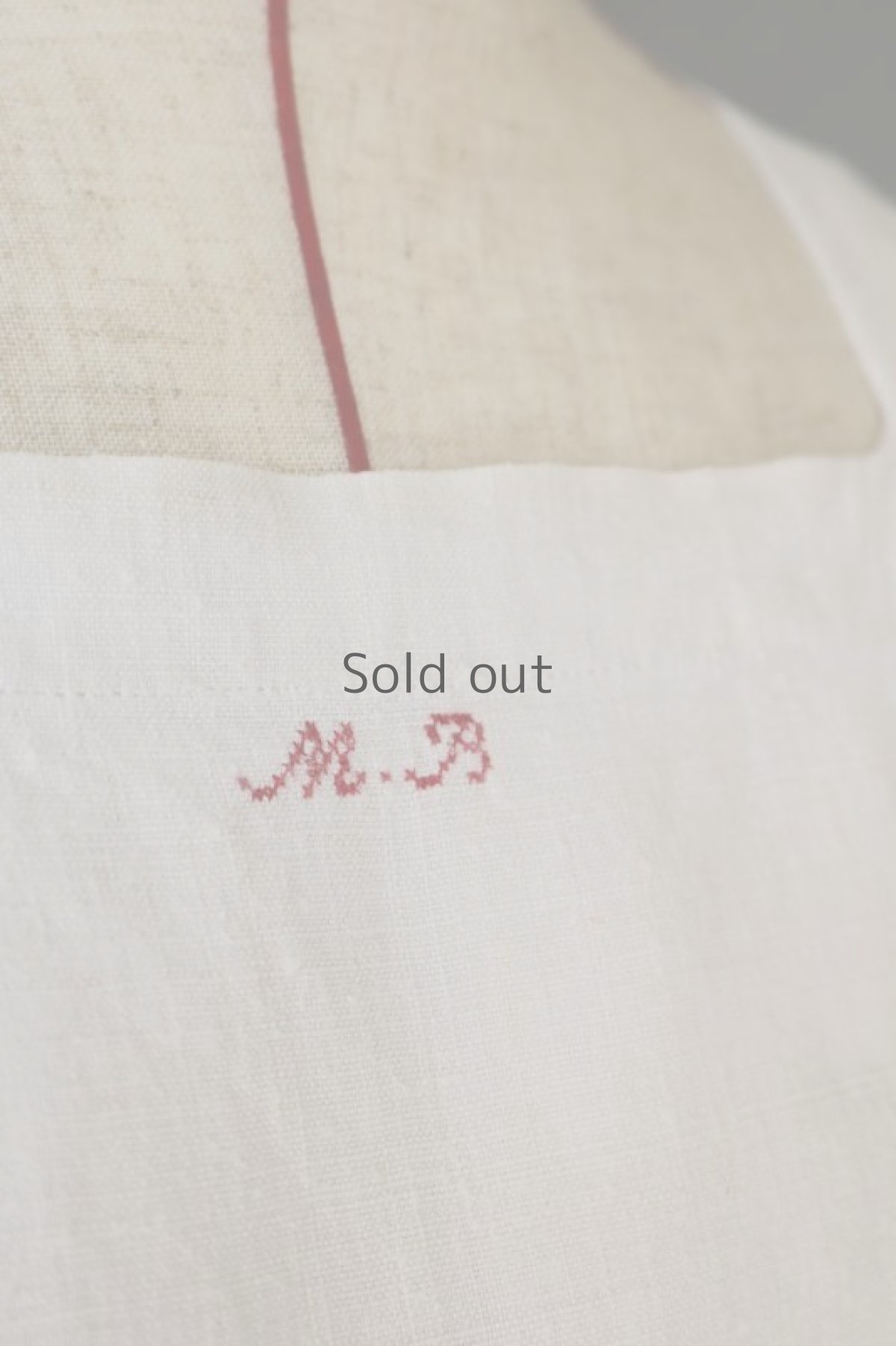 画像4: 【フランス】アンティークリネン ハーフスリーブ スクェアネックワンピース（イニシャルMA） (4)