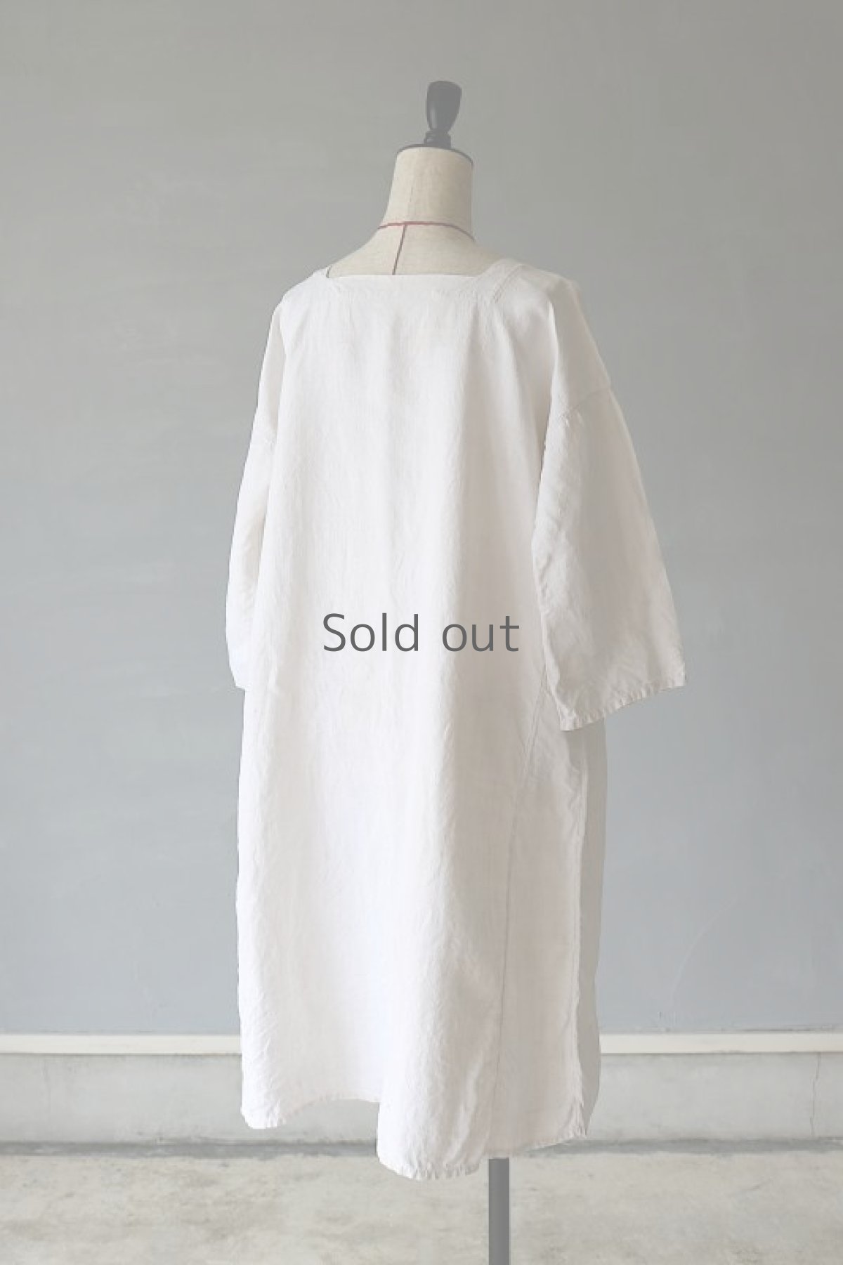 画像11: 【フランス】アンティークリネン ハーフスリーブ スクェアネックワンピース（イニシャルMA） (11)