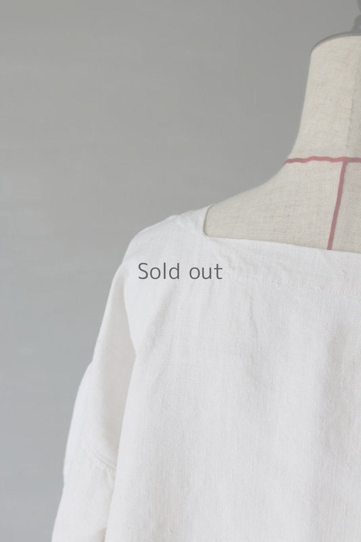 画像12: 【フランス】アンティークリネン ハーフスリーブ スクェアネックワンピース（イニシャルMA） (12)