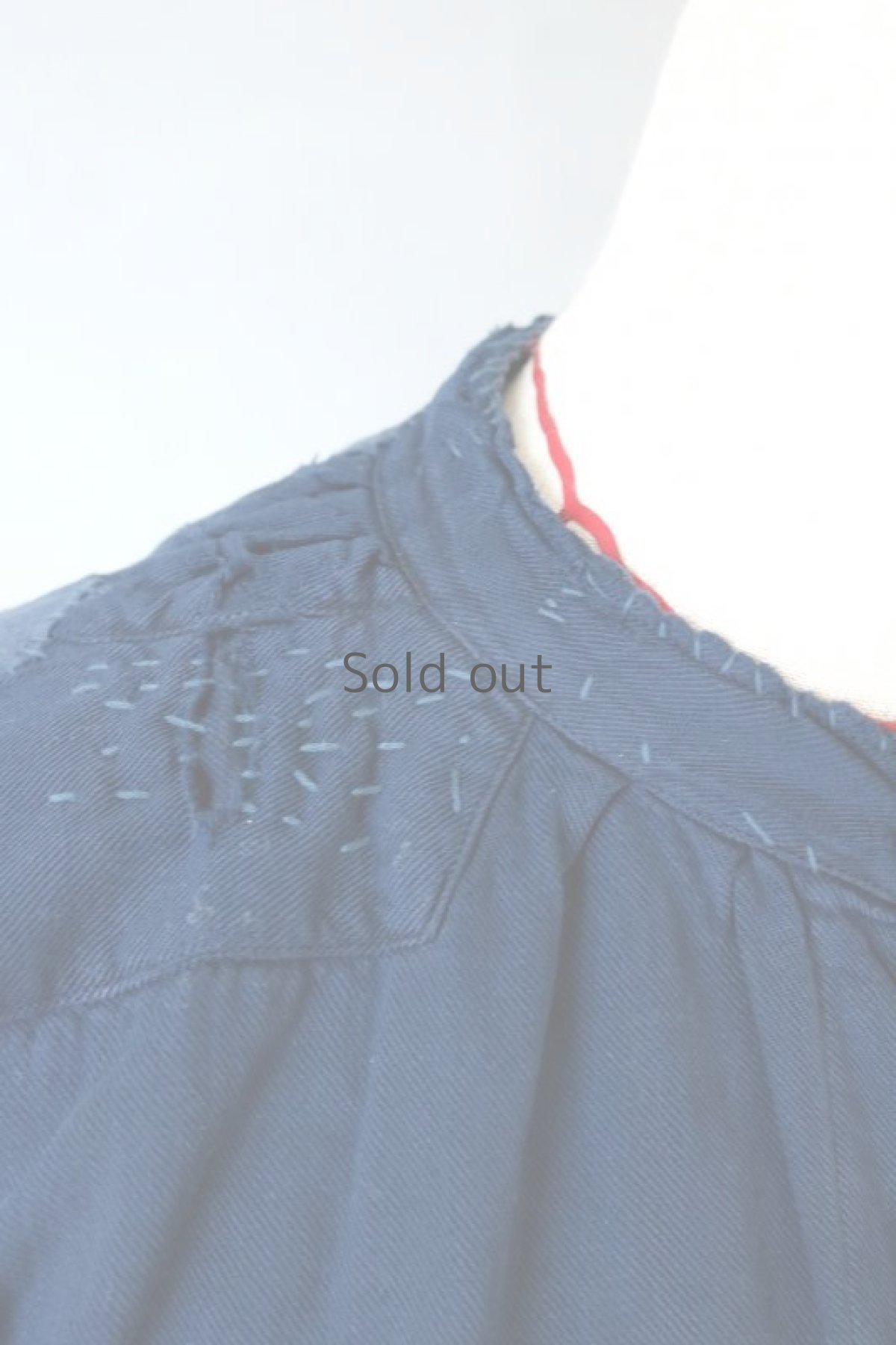 画像6: 【MITSUGU SASAKI】ビンテージ裏起毛コットン×染め×古布　パッチワークスモックシャツ （紺染め） (6)