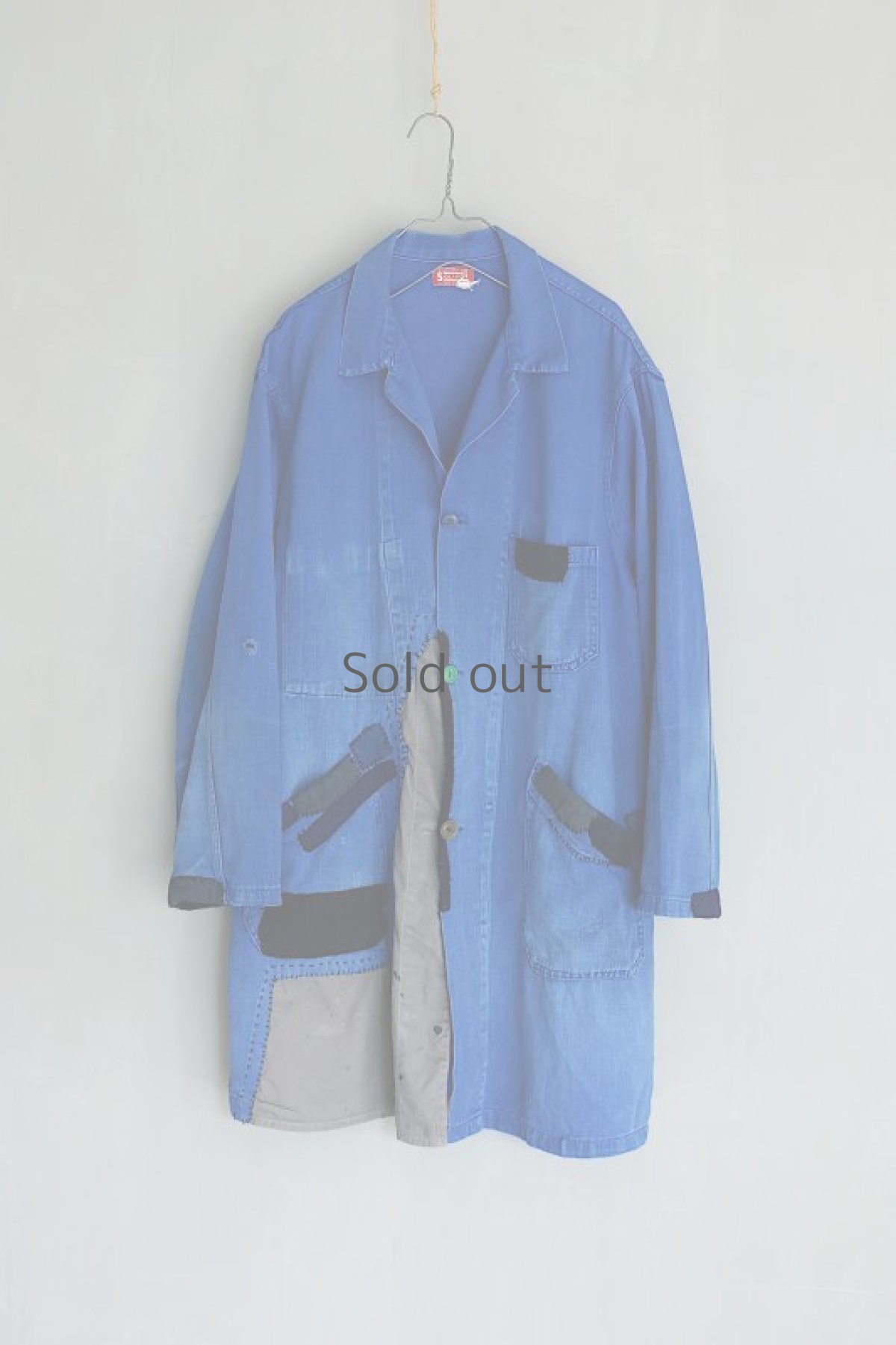 画像13: 【MITSUGU SASAKI】ビンテージリメイク　パッチワーク　ワークコート（ブルー） (13)