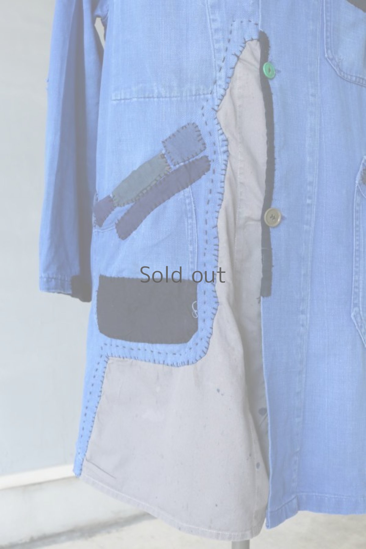 画像5: 【MITSUGU SASAKI】ビンテージリメイク　パッチワーク　ワークコート（ブルー） (5)