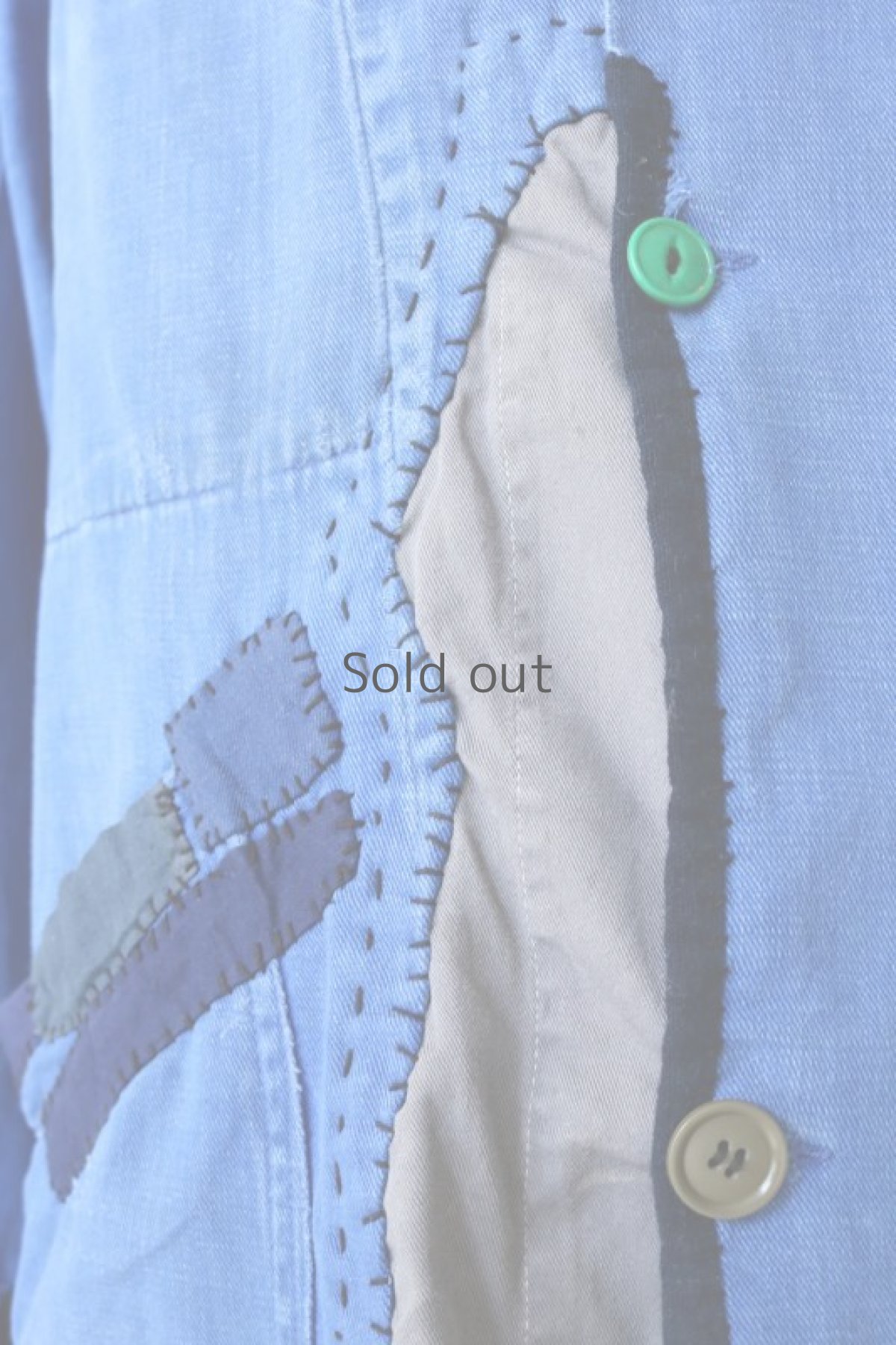 画像6: 【MITSUGU SASAKI】ビンテージリメイク　パッチワーク　ワークコート（ブルー） (6)