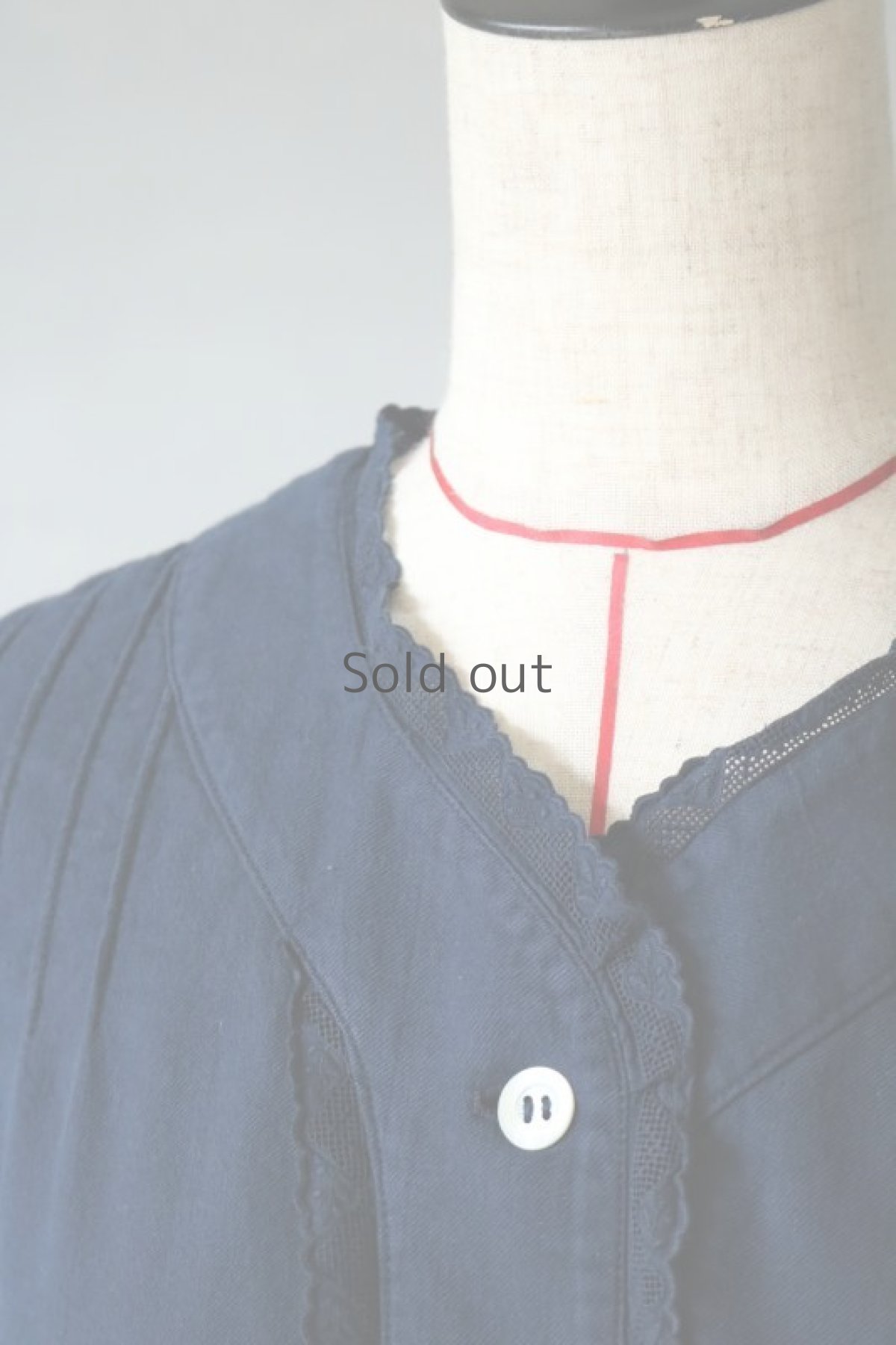 画像3: 【フランス】アンティークコットン×染め　裏起毛クラシックブラウス(紺) (3)