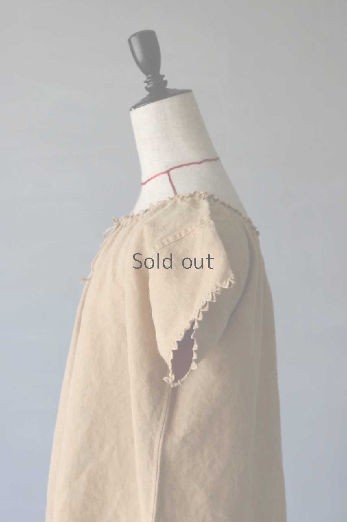 画像8: 【フランス】アンティークリネン×染　ショートスリーブ　ワンピース（ベージュ/イニシャルMF） (8)