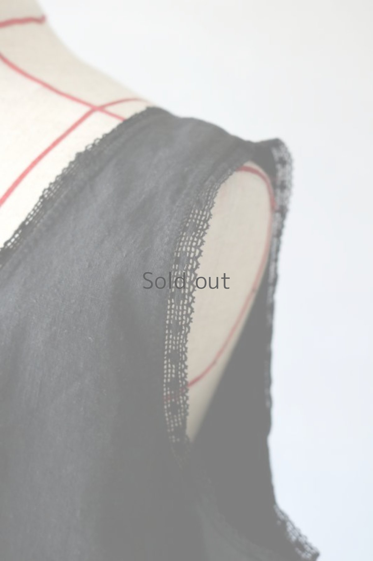 画像5: 【フランス】アンティークリネン×染　ノースリーブワンピース（ブラック） (5)