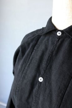 画像4: 【フランス】アンティークリネン×染め　スモックロングシャツ（黒色） (4)