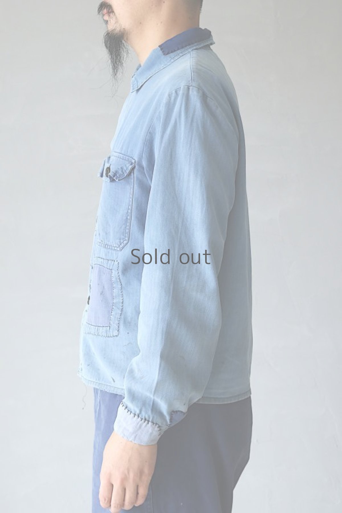 画像11: 【MITSUGU SASAKI】ビンテージリメイク　袖口パッチワークリペア　ワークシャツ (11)