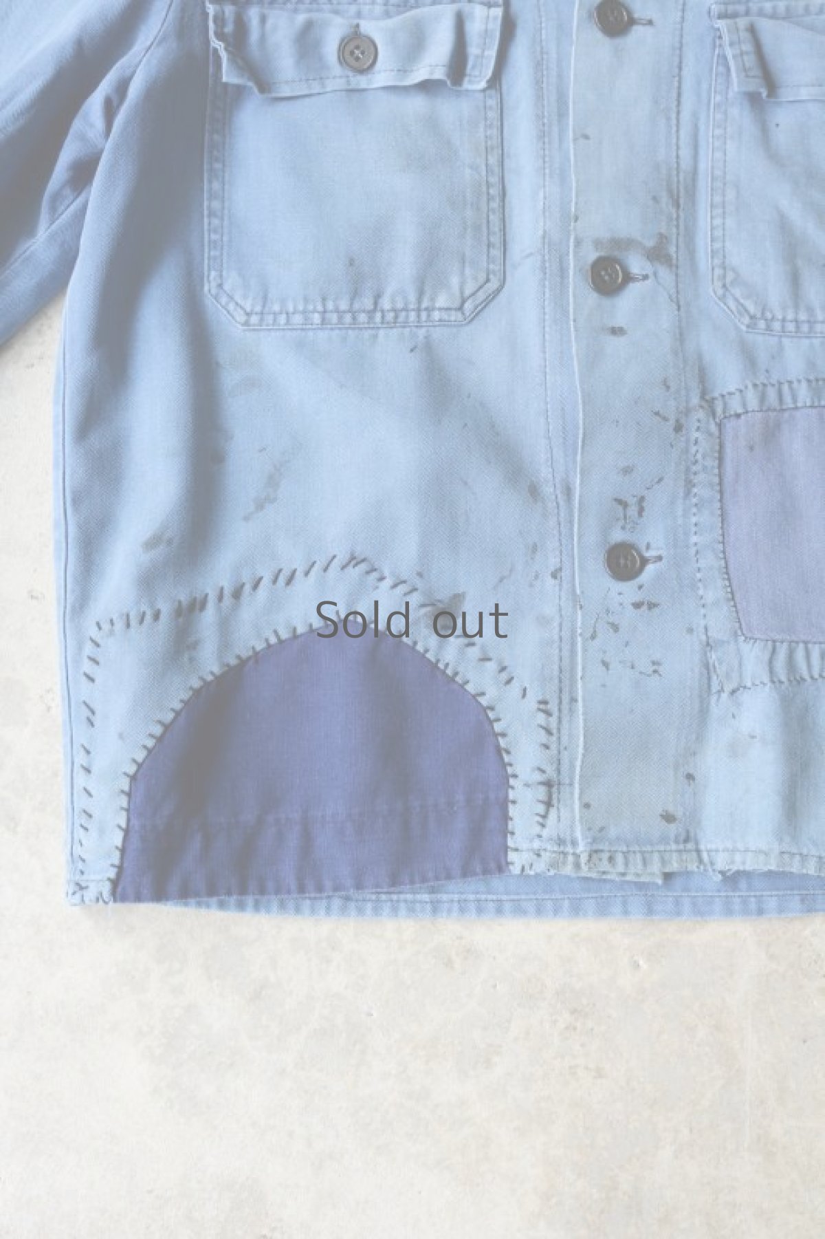 画像2: 【MITSUGU SASAKI】ビンテージリメイク　袖口パッチワークリペア　ワークシャツ (2)