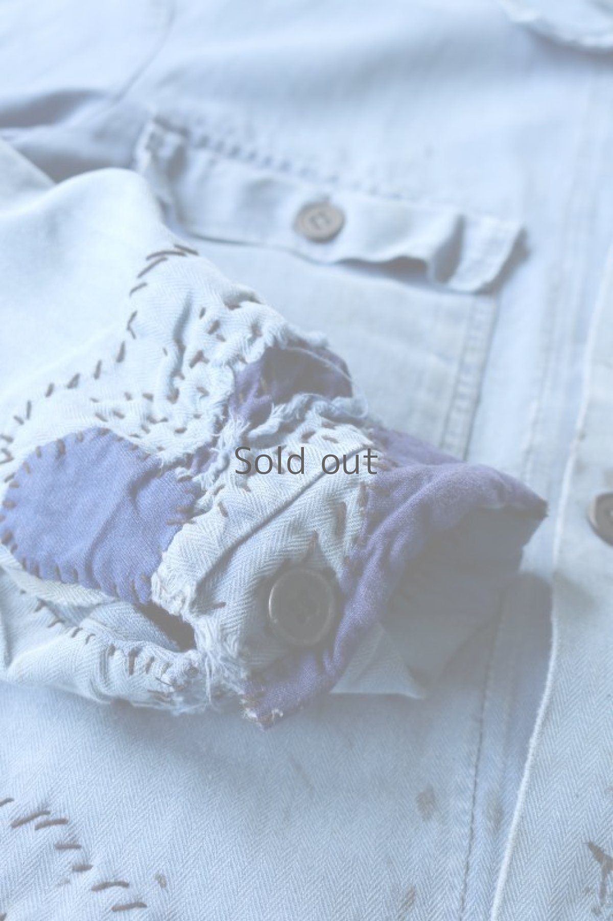 画像6: 【MITSUGU SASAKI】ビンテージリメイク　袖口パッチワークリペア　ワークシャツ (6)