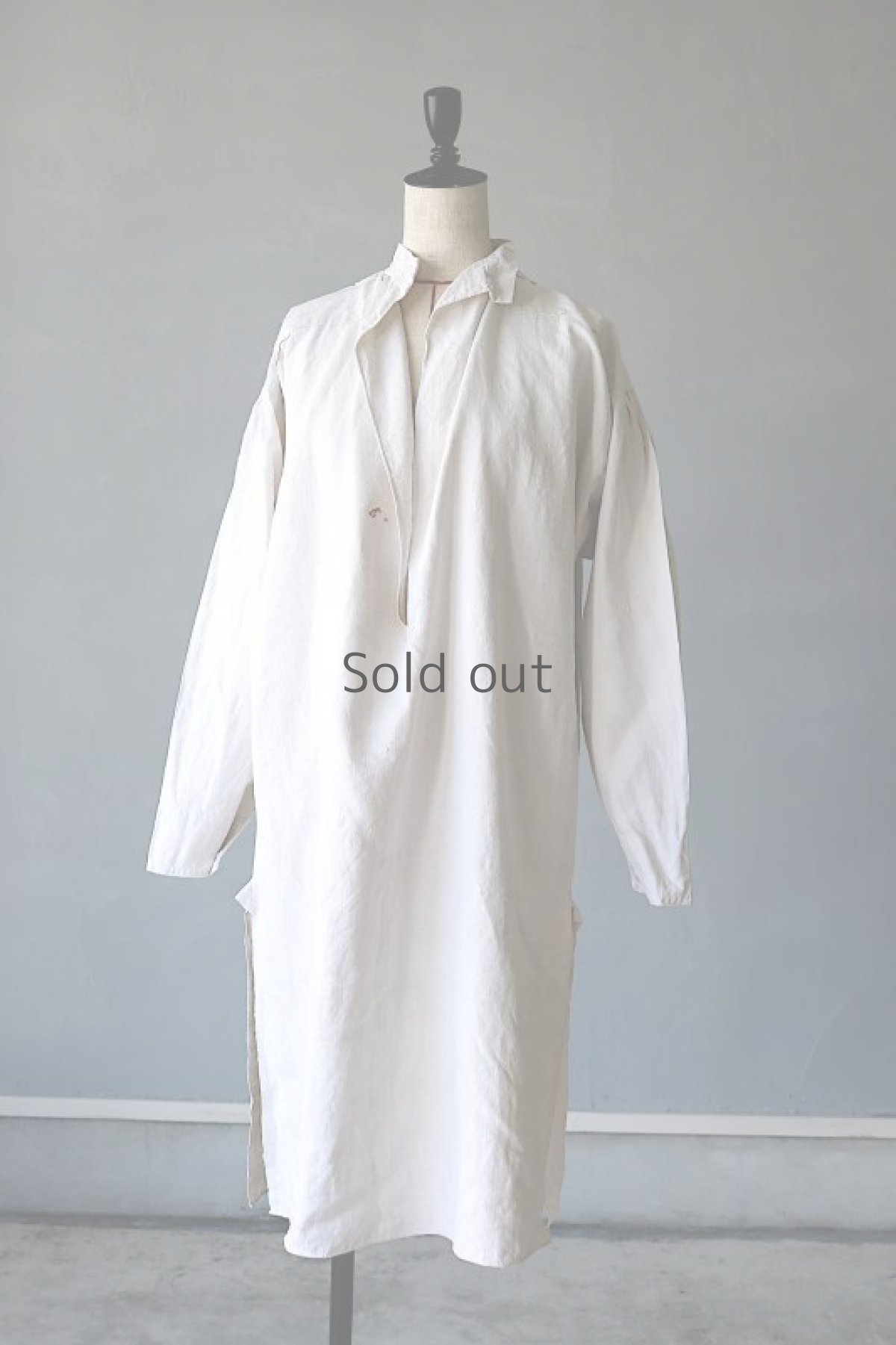 画像2: 【フランス】アンティークリネン　スモックロングシャツ（レアなデザイン） (2)