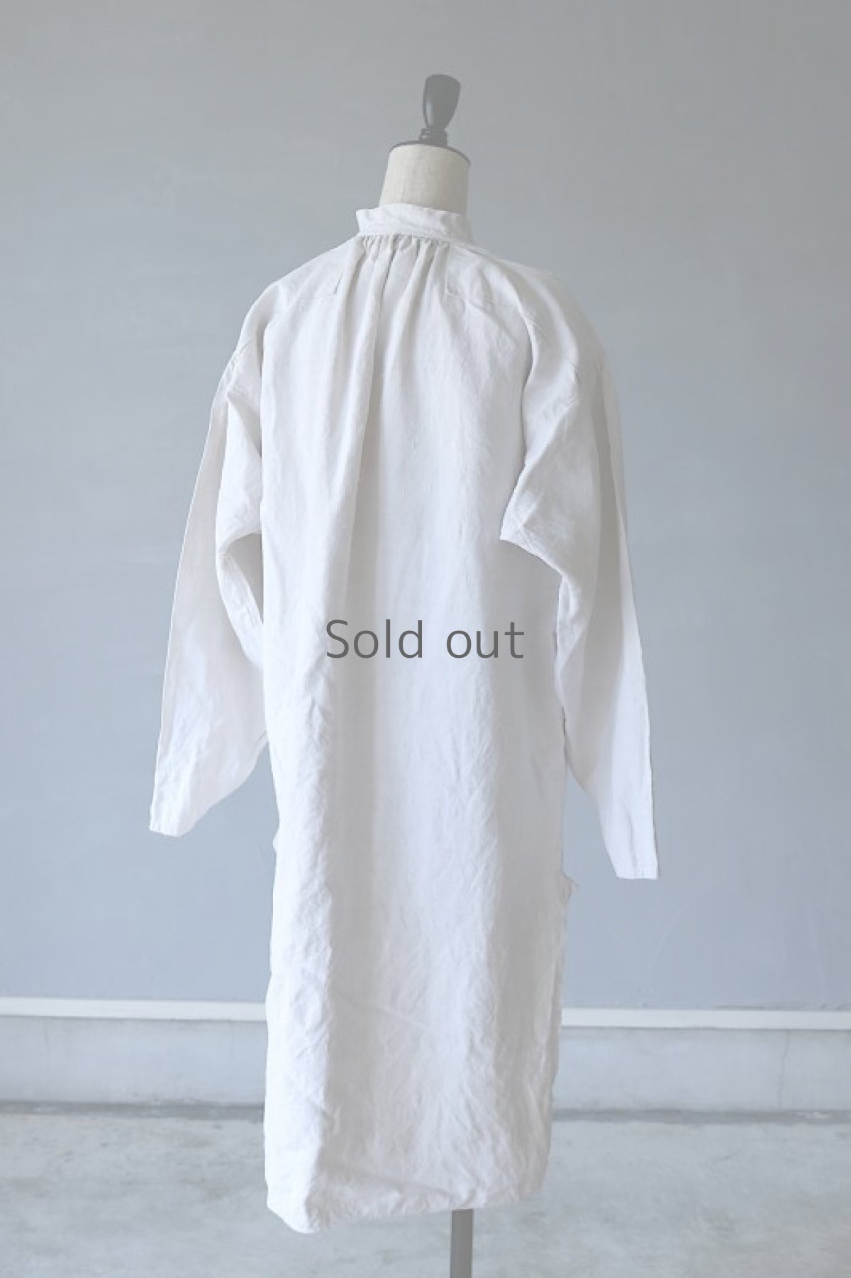 画像13: 【フランス】アンティークリネン　スモックロングシャツ（レアなデザイン） (13)