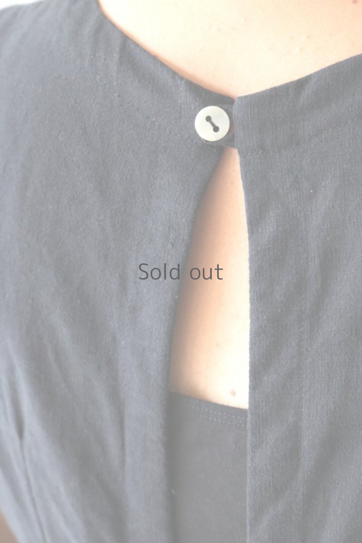 画像10: 【ササキチホ】アンティークリネン×染め　インナーワンピース（黒/カットワークレース/AF） (10)