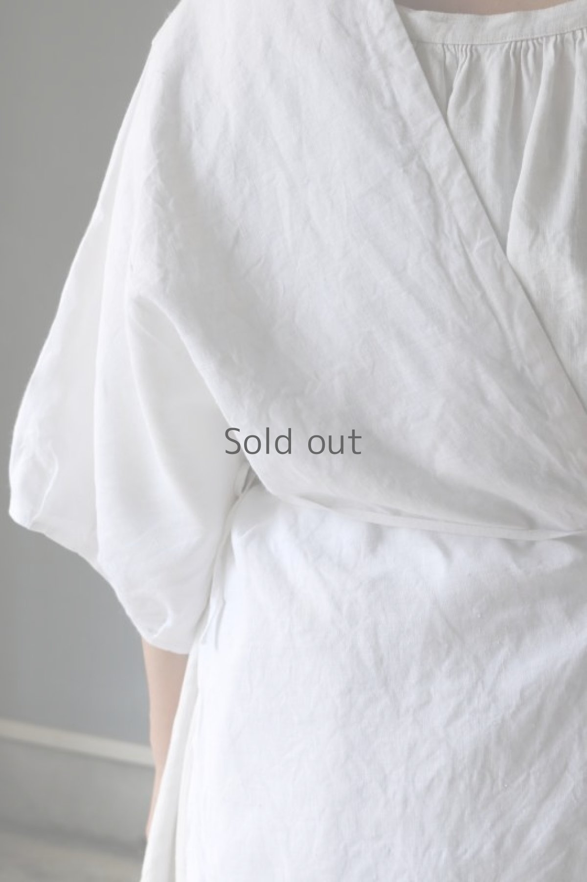 画像8: 【ササキチホ】アンティークリネン　半身ブラウス(ロング丈/ホワイト) (8)