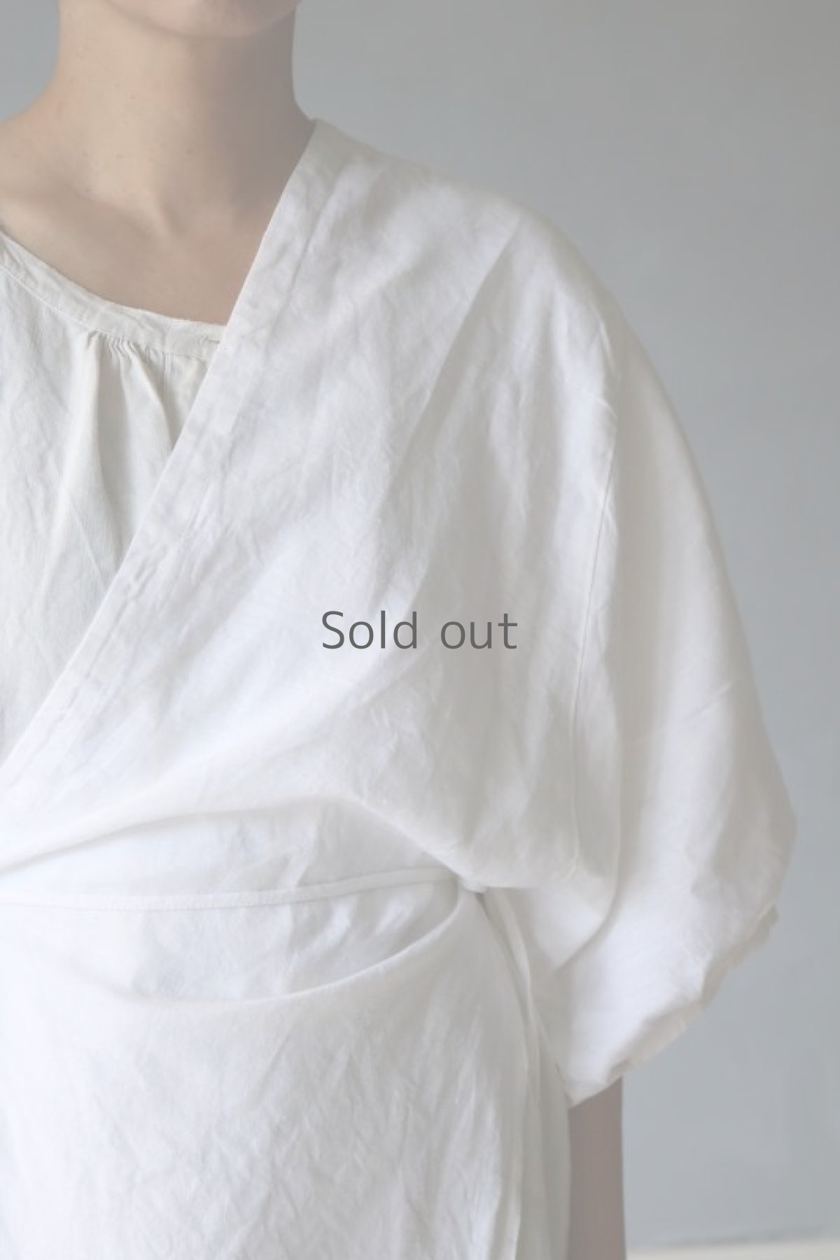 画像3: 【ササキチホ】アンティークリネン　半身ブラウス(ロング丈/ホワイト) (3)