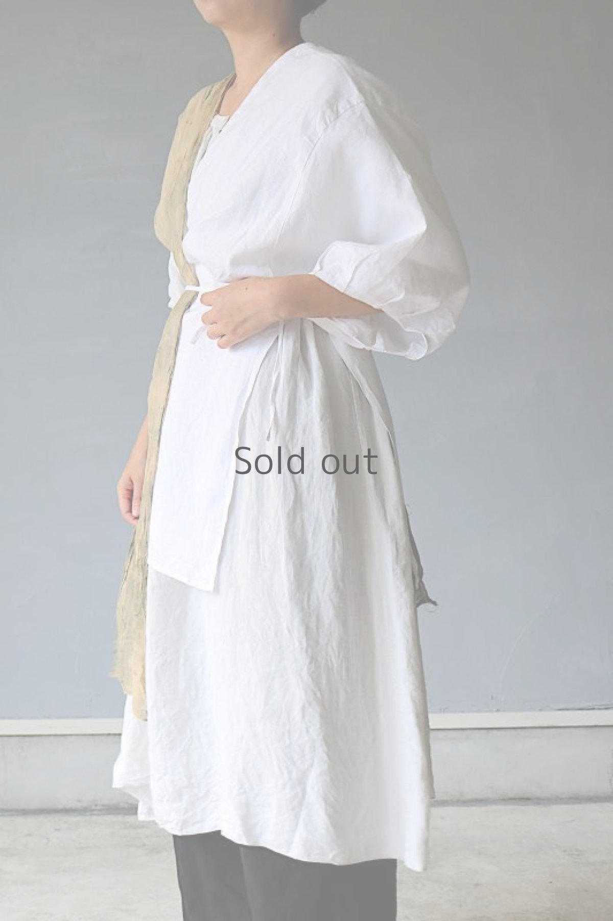 画像12: 【ササキチホ】アンティークリネン　半身ブラウス(ロング丈/ホワイト) (12)