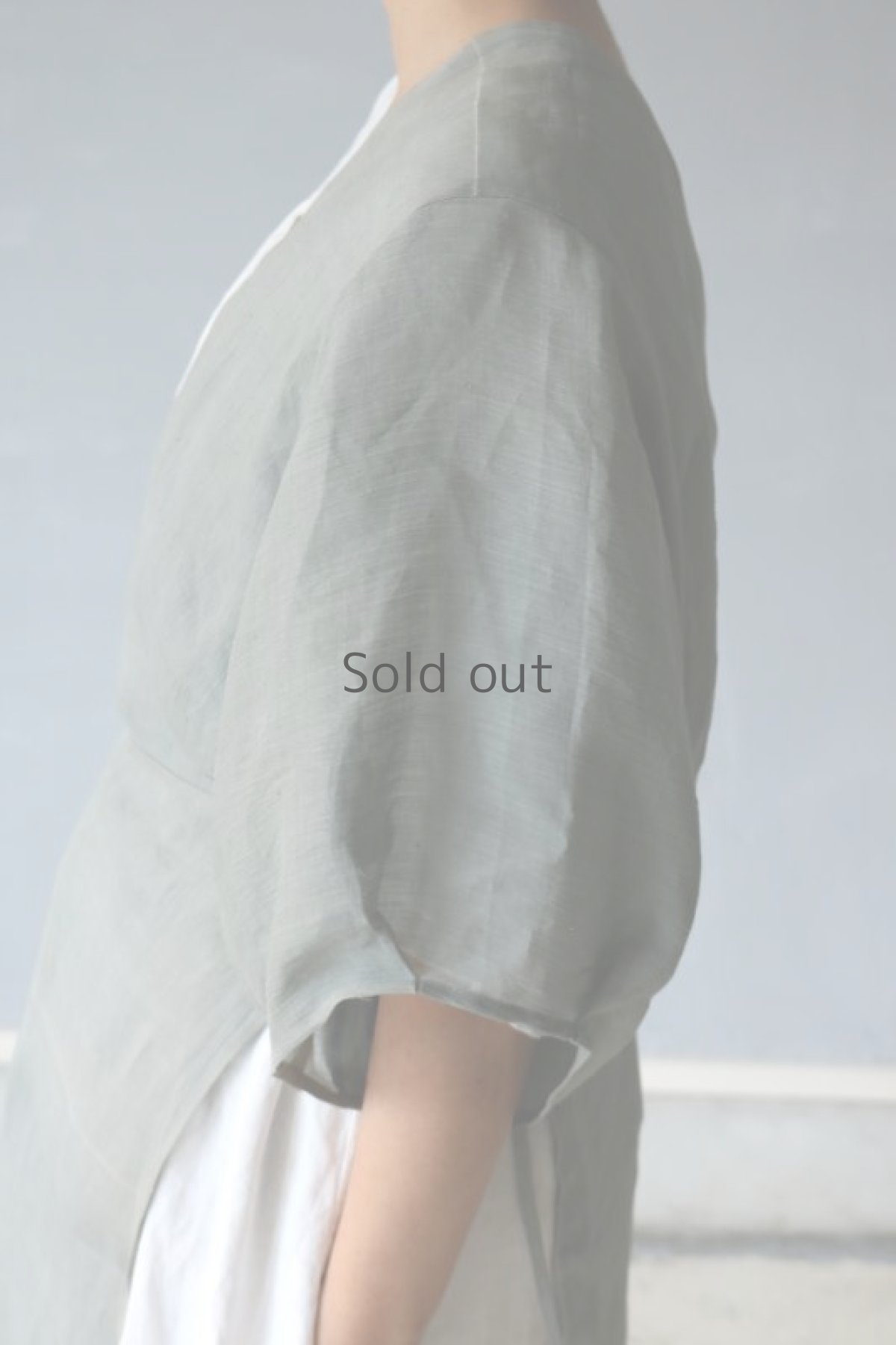 画像5: 【ササキチホ】古布　麻　半身ブラウス(ロング丈/ねずみ色) (5)