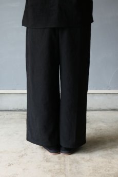 画像9: 【ササキチホ】アンティークリネン×染　裾紐　ワイドパンツ（黒） (9)