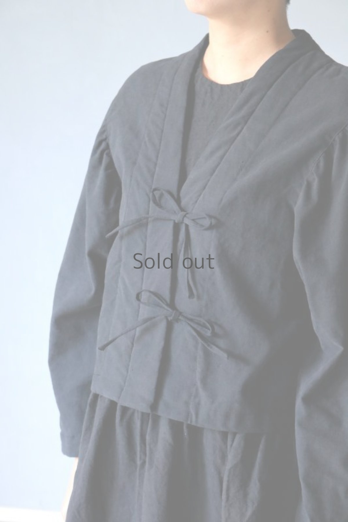 画像2: 【ササキチホ】アンティークリネン×染 シャツジャケット（黒色 ） (2)