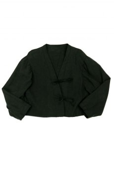 画像1: 【ササキチホ】アンティークリネン×染 シャツジャケット（黒色 ） (1)