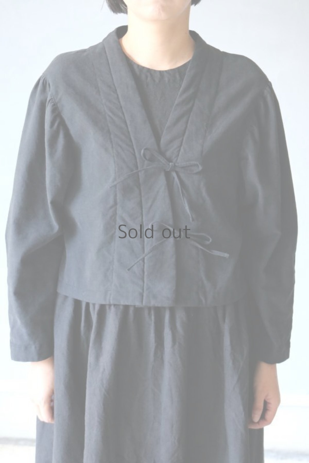 画像4: 【ササキチホ】アンティークリネン×染 シャツジャケット（黒色 ） (4)