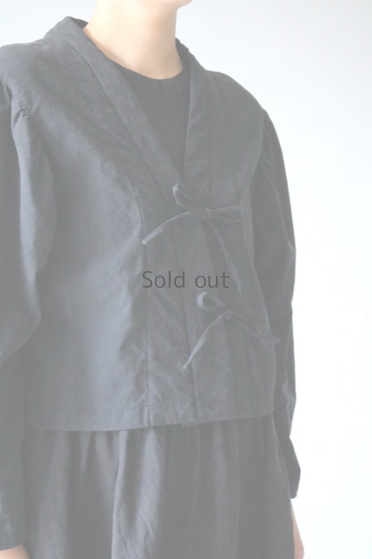 画像3: 【ササキチホ】アンティークリネン×染 シャツジャケット（黒色 ） (3)