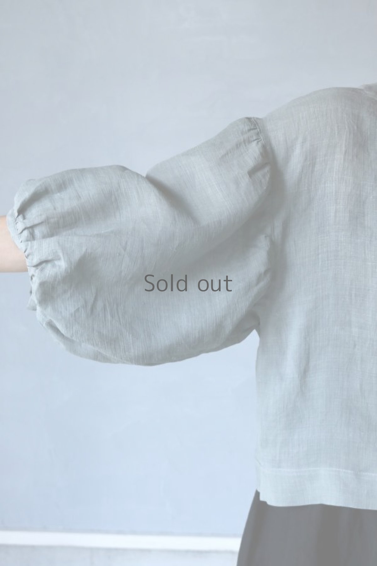 画像5: 【ササキチホ】古布　麻　 バルーン袖　ブラウス（ねずみ色 ） (5)