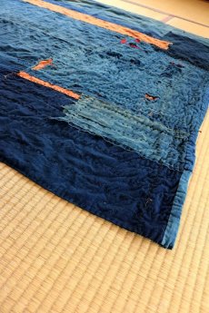画像14: 【MITSUGU SASAKI】日本古布　藍染パッチワーク　RUGマット (14)