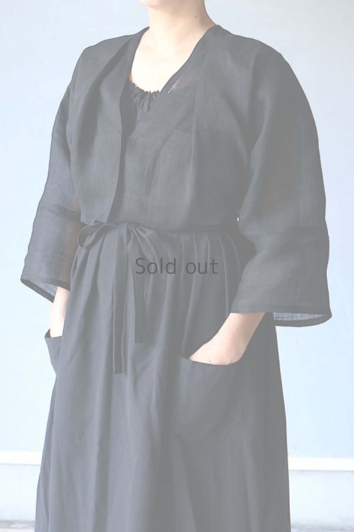 画像2: 【ササキチホ】古布　麻短衣（黒） (2)