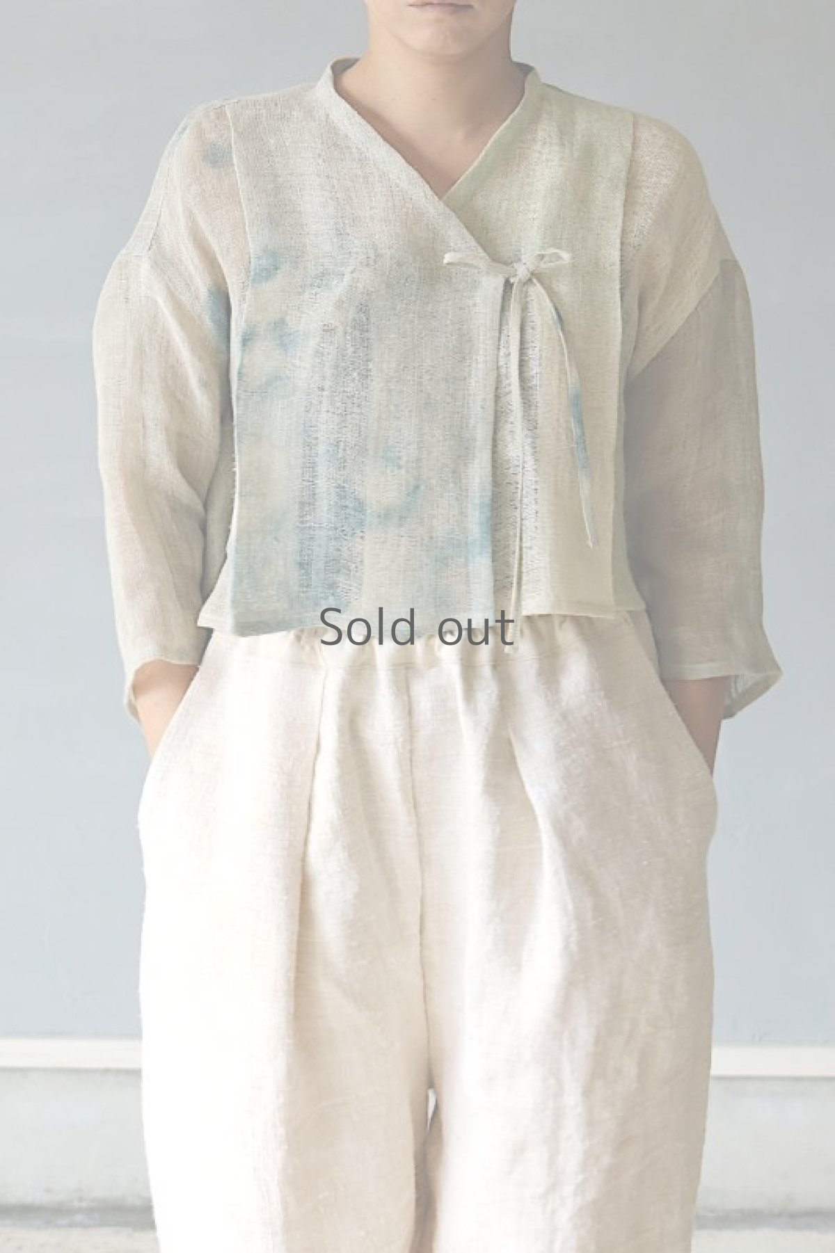 画像2: 【ササキチホ】古布　前紐　蚊帳短衣（まだら染） (2)