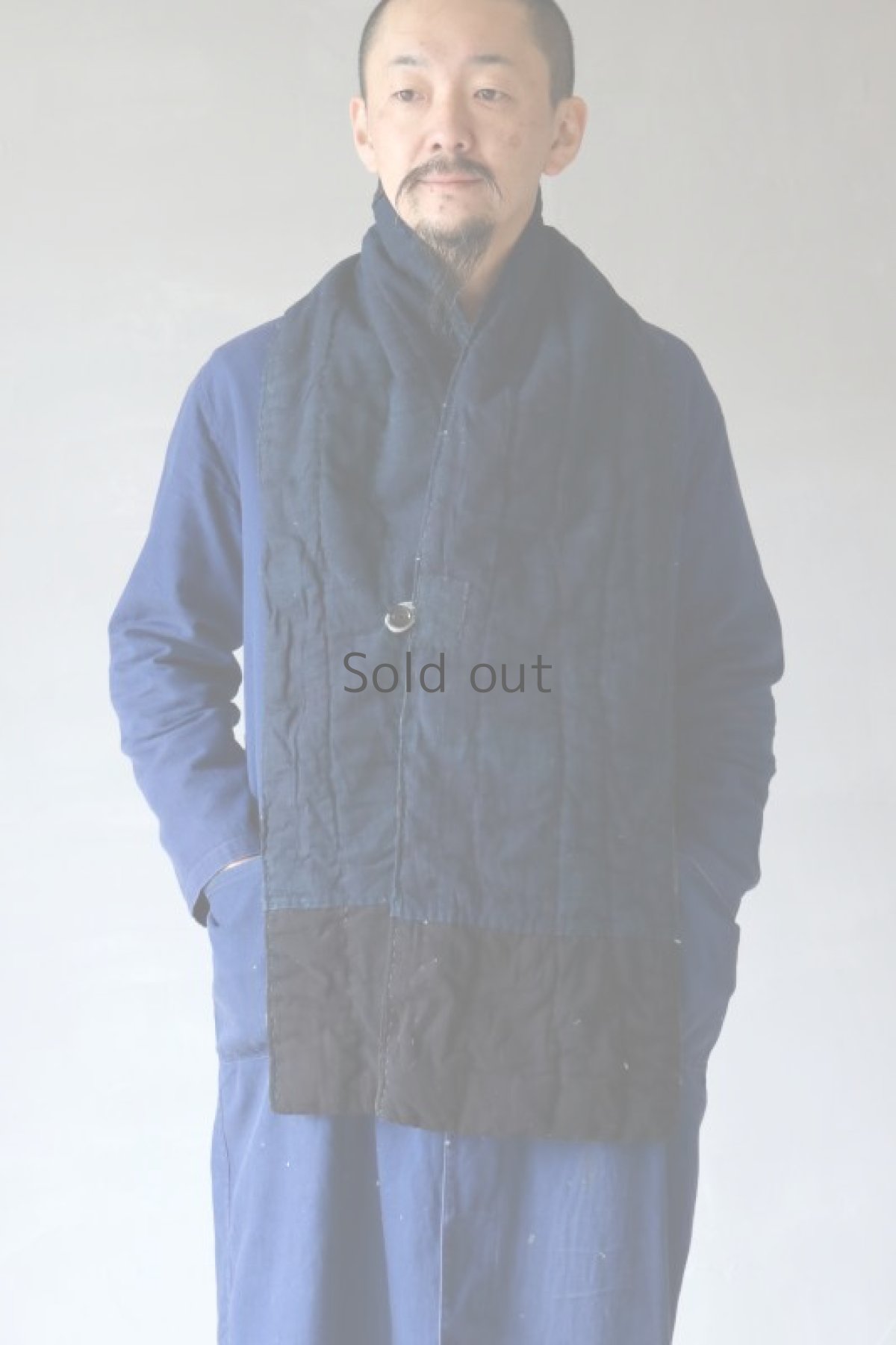 画像13: 【MITSUGU SASAKI】BORO古布　キルティング　ろんぐ首巻き（藍染・縞々） (13)