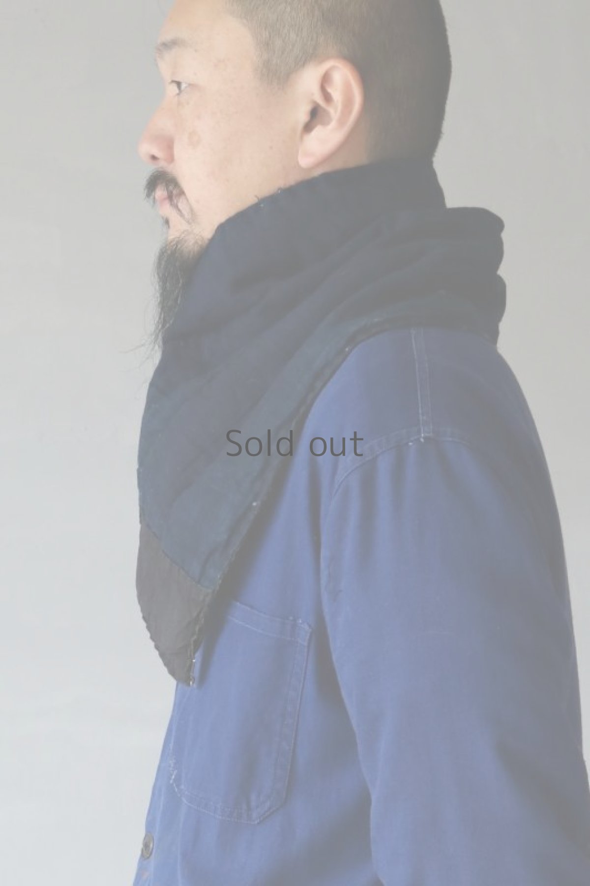 画像15: 【MITSUGU SASAKI】BORO古布　キルティング　しょ〜と首巻き（藍染・縞々） (15)