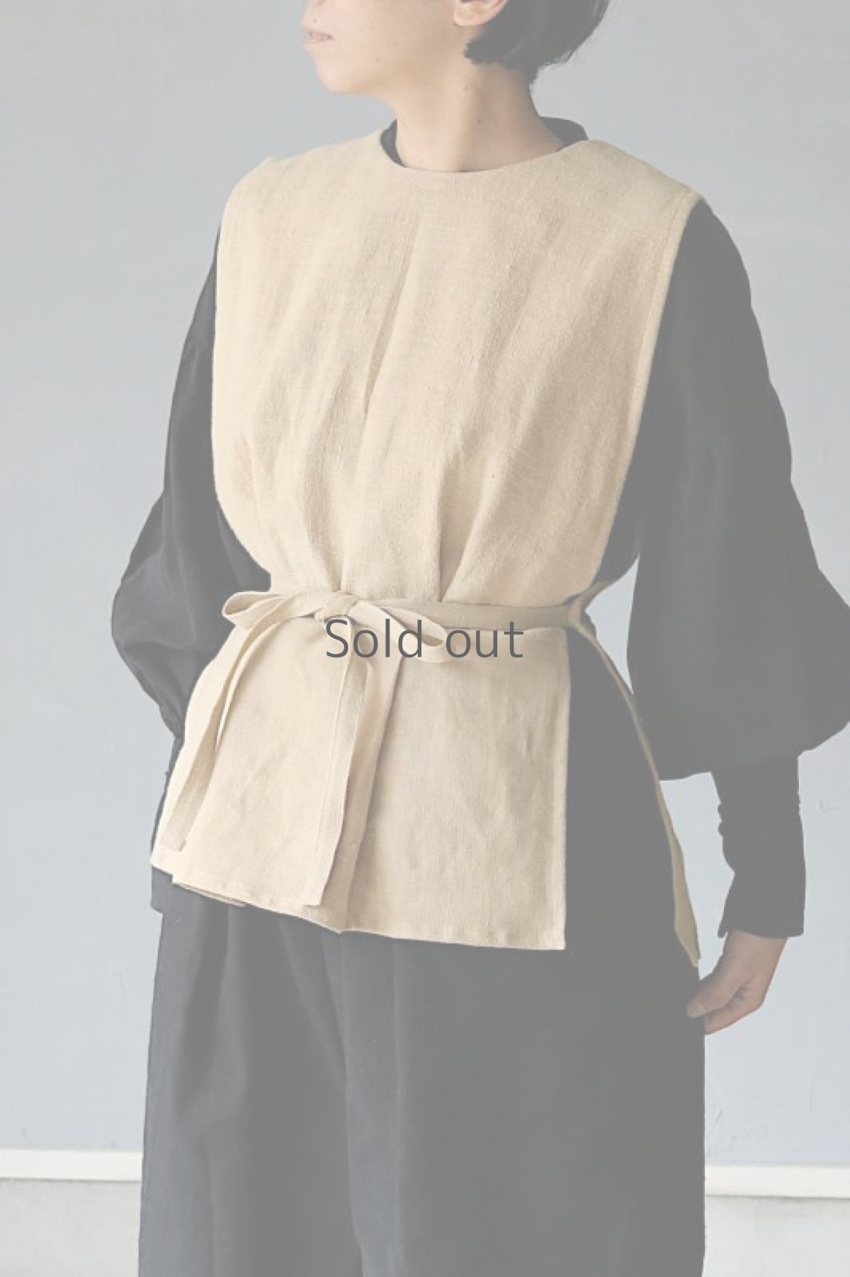 画像2: 【ササキチホ】アンティークリネン×染め 長胴衣（ベージュ） (2)