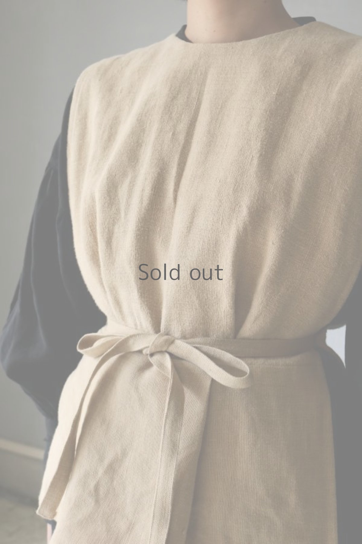 画像4: 【ササキチホ】アンティークリネン×染め 長胴衣（ベージュ） (4)