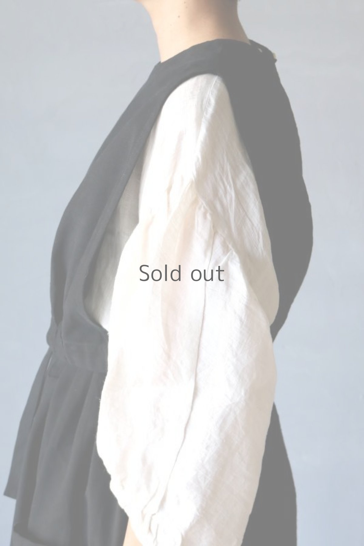 画像6: 【ササキチホ】アンティークリネン×染め 短胴衣（黒/背中刺繍） (6)