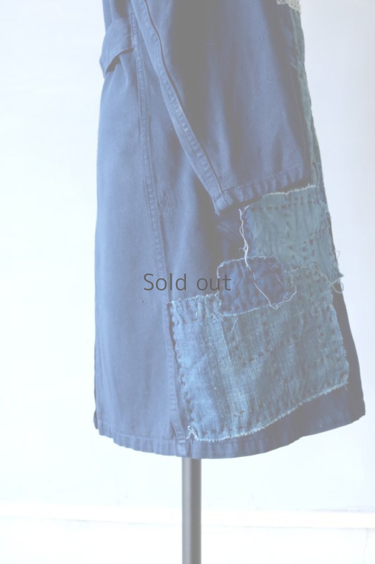 画像11: 【MITSUGU SASAKI】ビンテージリメイク×古布　後染めパッチワーク刺し子ワークコート (11)