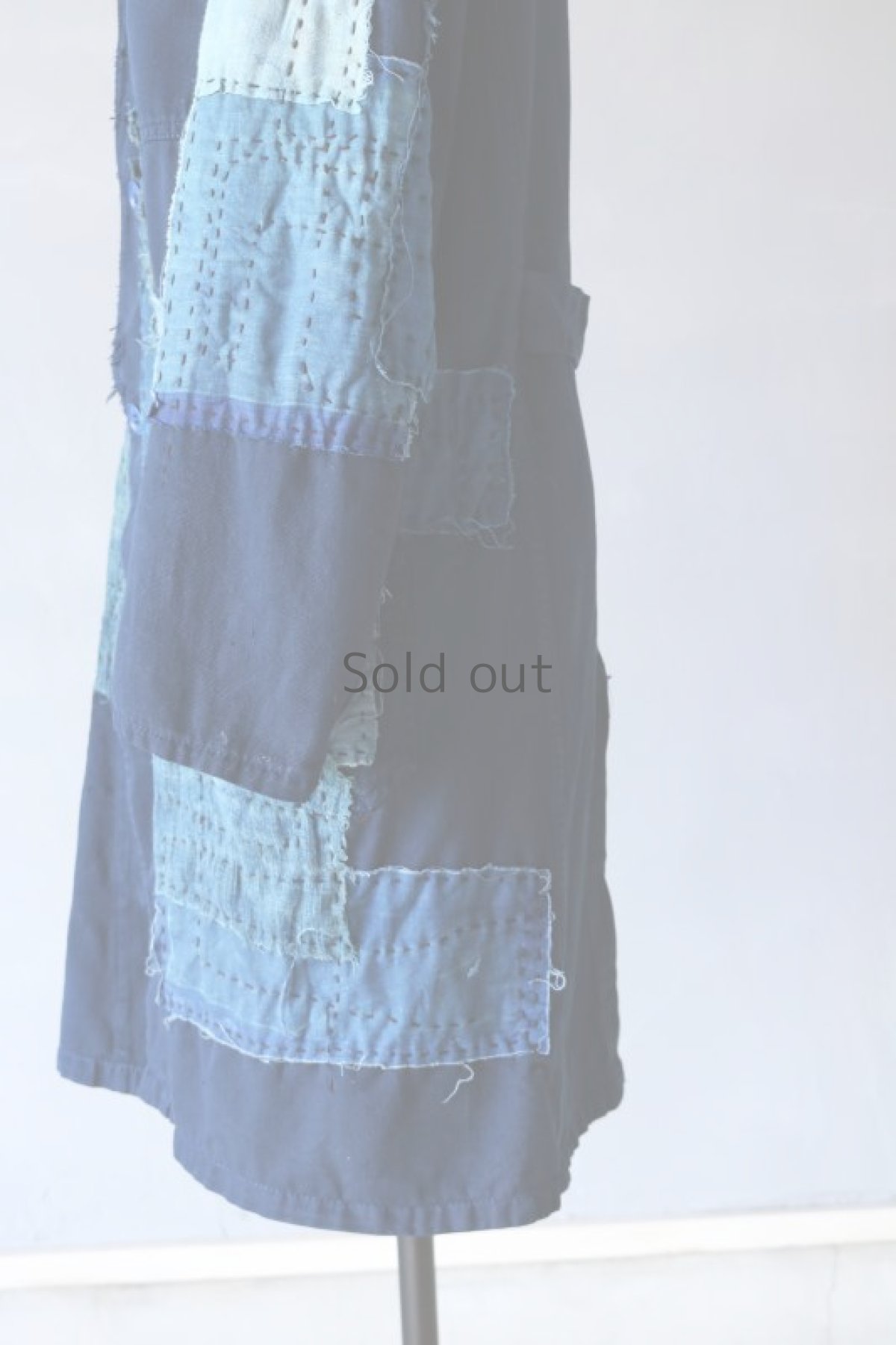 画像8: 【MITSUGU SASAKI】ビンテージリメイク×古布　後染めパッチワーク刺し子ワークコート (8)