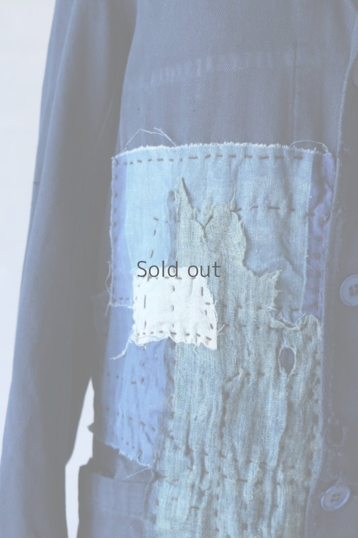 画像4: 【MITSUGU SASAKI】ビンテージリメイク×古布　後染めパッチワーク刺し子ワークコート (4)