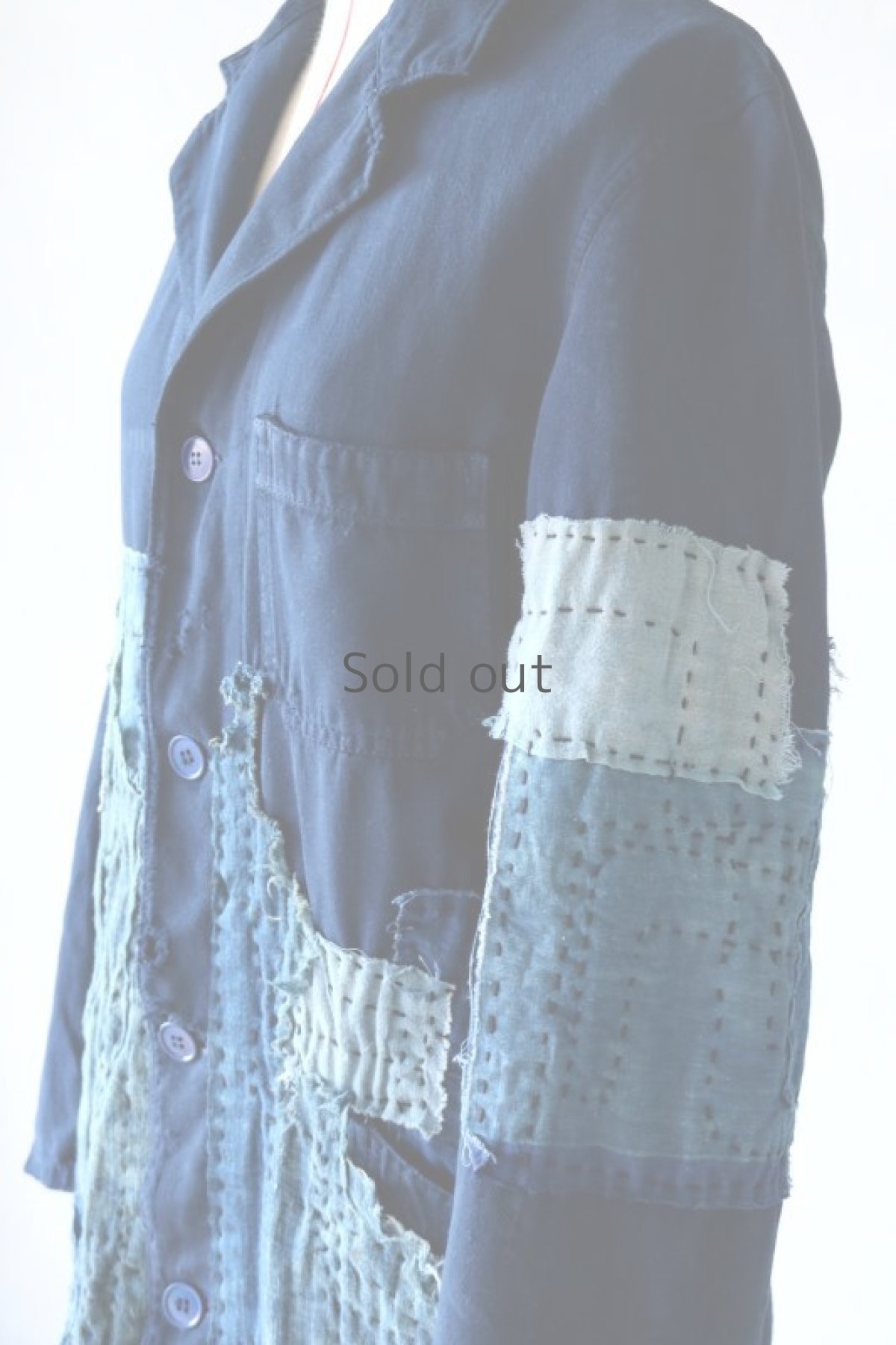 画像5: 【MITSUGU SASAKI】ビンテージリメイク×古布　後染めパッチワーク刺し子ワークコート (5)