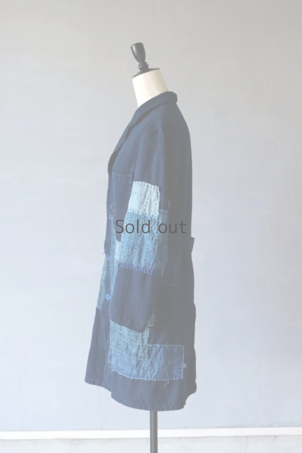 画像7: 【MITSUGU SASAKI】ビンテージリメイク×古布　後染めパッチワーク刺し子ワークコート (7)