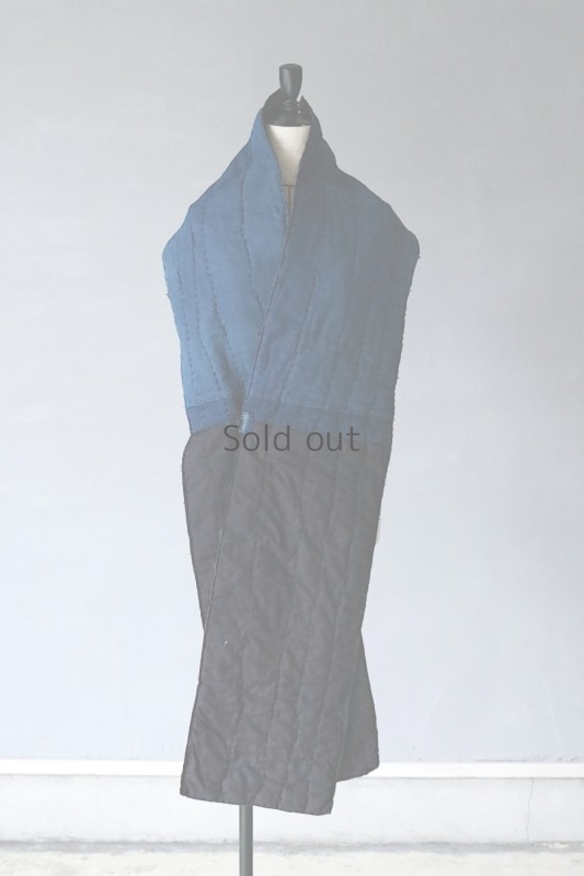 画像2: 【MITSUGU SASAKI】BORO古布　キルティング　ろんぐ首巻き（藍染・縞々） (2)