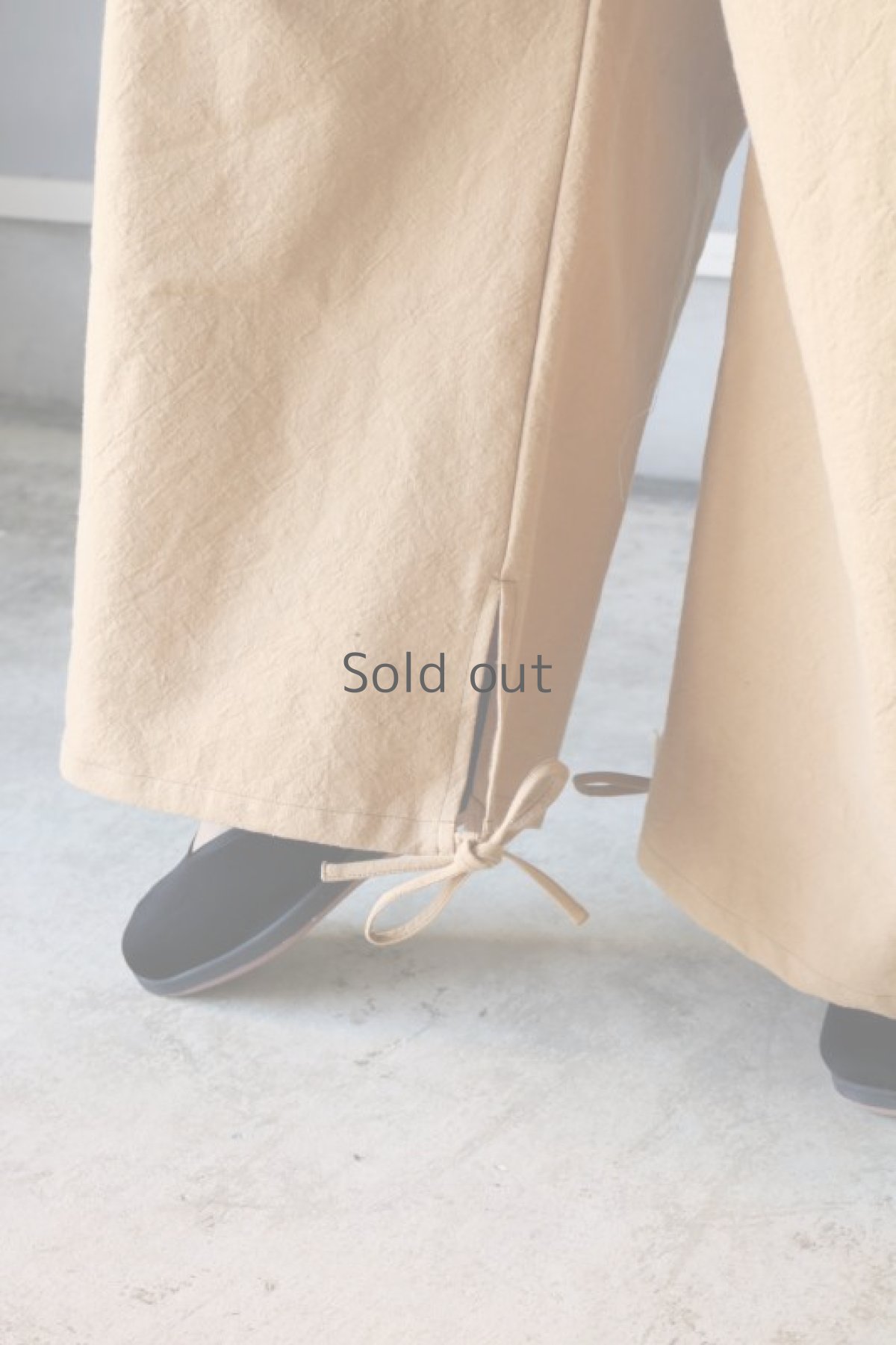 画像3: 【ササキチホ】アンティークリネン×染　裾紐　ワイドパンツ（ベージュ） (3)