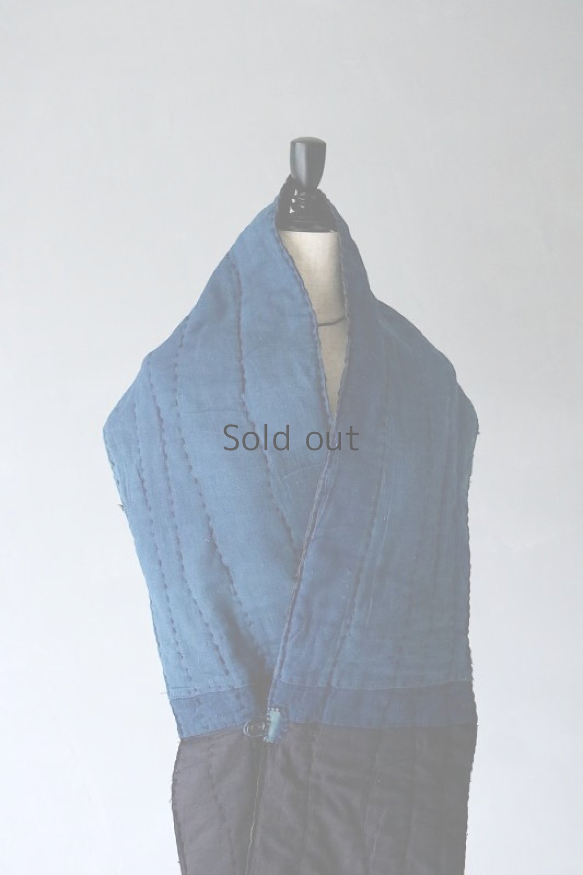 画像9: 【MITSUGU SASAKI】BORO古布　キルティング　ろんぐ首巻き（藍染・縞々） (9)