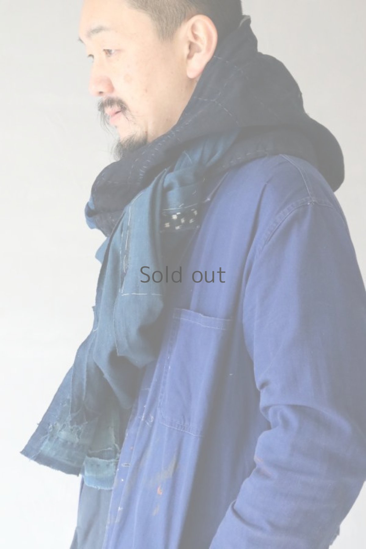 画像14: 【MITSUGU SASAKI】BORO古布　"NINJA"頭巾ショール (14)